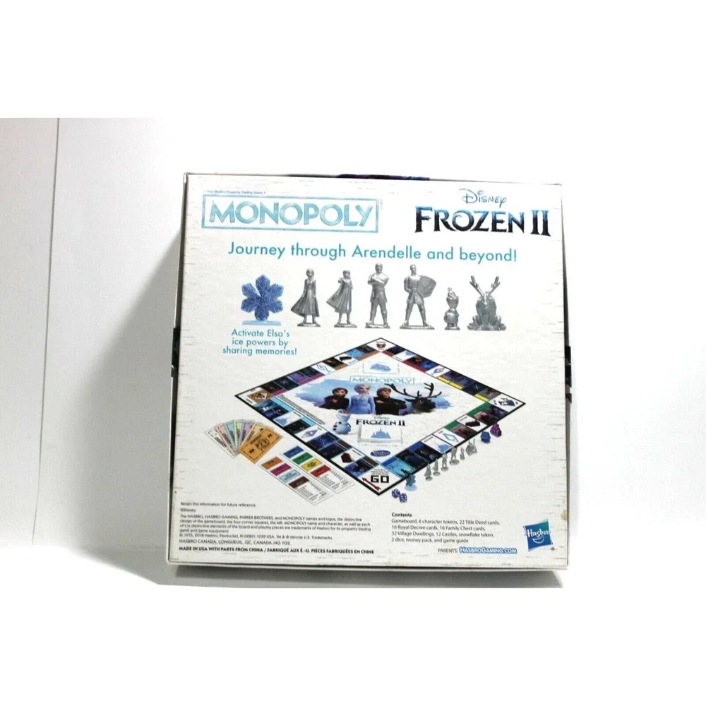 Hasbro Monopoly Disney Frozen 2 Edition Board Game Complete 2018 Elsa Anna Olaf
